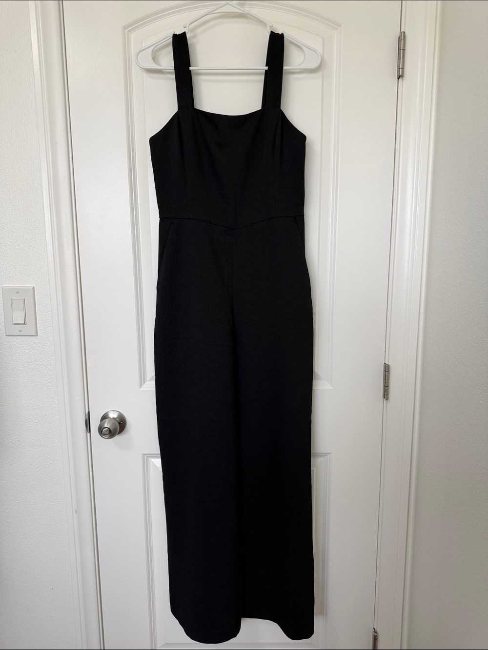 Aritzia Black Wide-Leg Jumpsuit - Sleeveless Square Neck